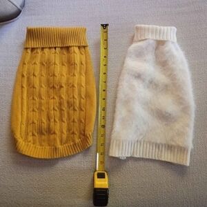 Mustard Yellow & White Fuzzy Dog Sweaters. Size Medium!